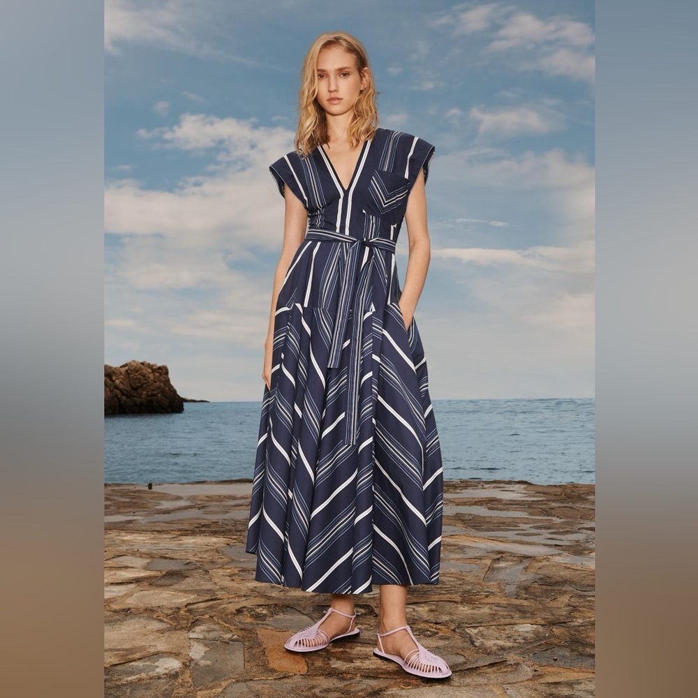 NWT Zara Studio Limited Edition Striped Godet Dress